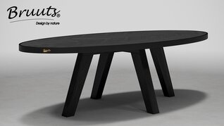 Visgraat eettafel Bruuts, zwart